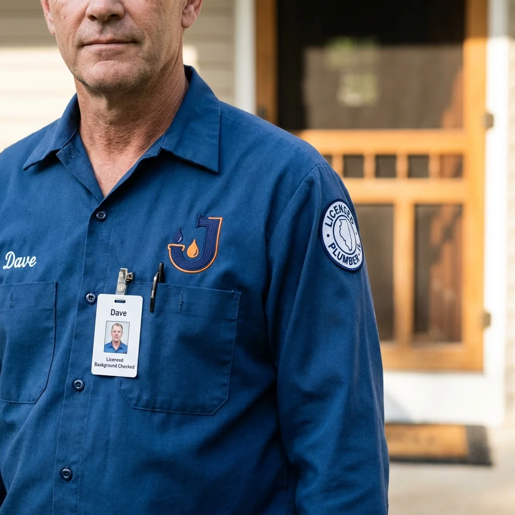 Licensed plumber showing ID badge in Hardwick, MA