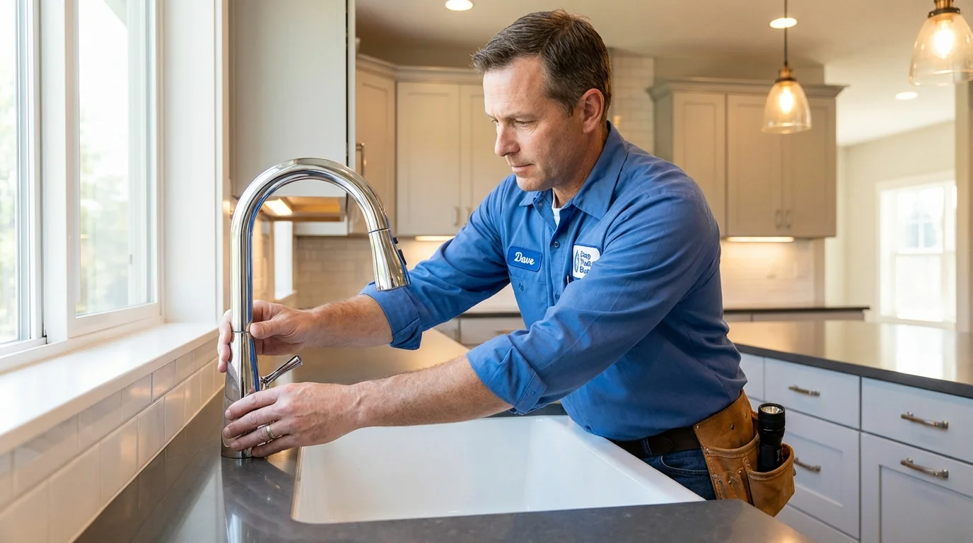 Kitchen faucet installation by Johns Plumbing LLC in Hardwick