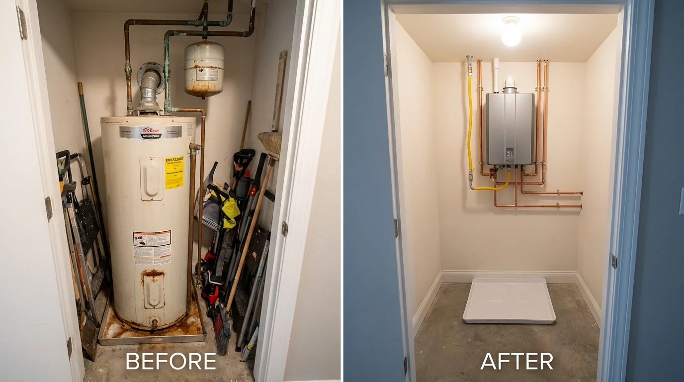 Tank water heater versus wall-mounted tankless unit comparison for Hardwick, MA homeowners